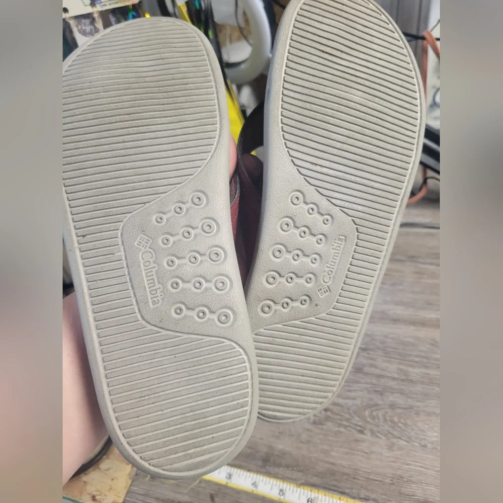 Columbia Mens Vent‎ Cush Flip Flops Maroon and Gray Size 9